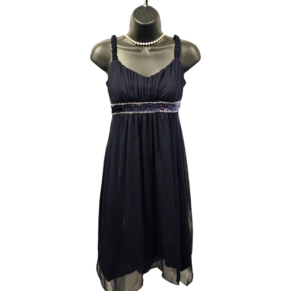 Enfocus Studio Navy Blue Sequin Accented Dress - Picture 1 of 7